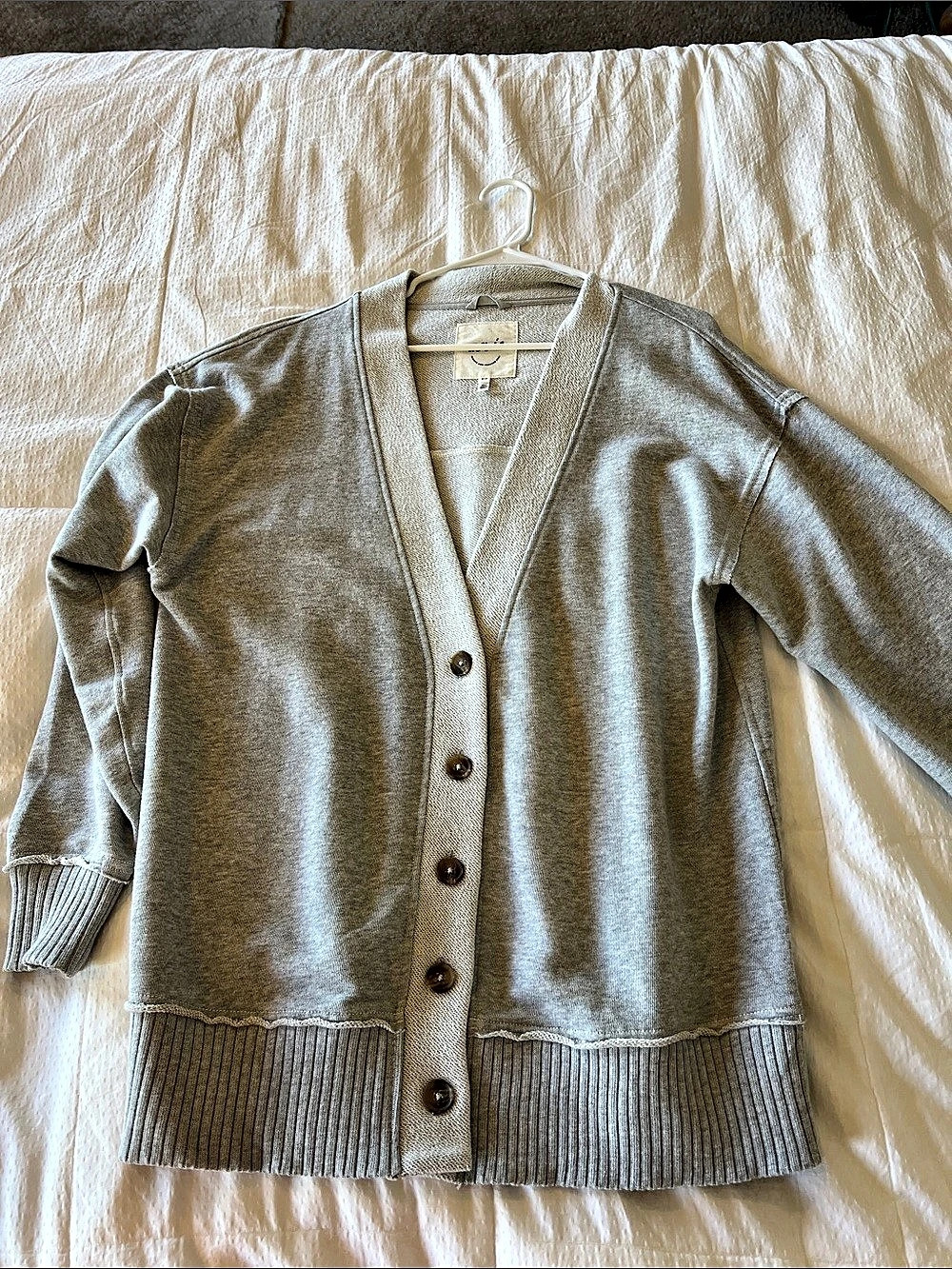 Aerie Fleece Cardigan Gray Button-Front Size Small